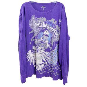 Disneyland Disney World XL Women WaffleKnit Purple Long Sleeve Mickey Shirt GUC